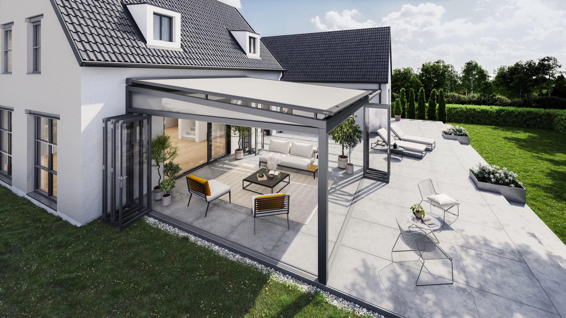 markilux 7800 tracfix Aufglasmarkise, Ansicht von oben