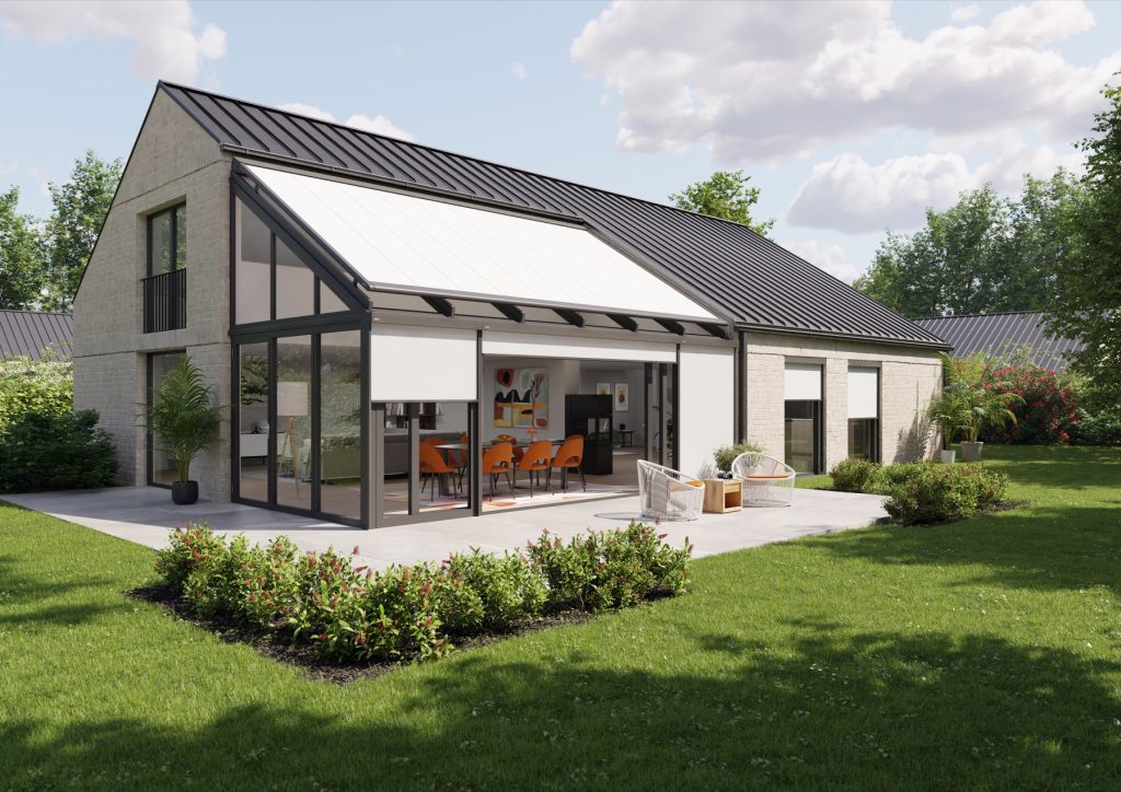 markilux 7800 Aufglasmarkise auf Wintergarten, ausgefahren