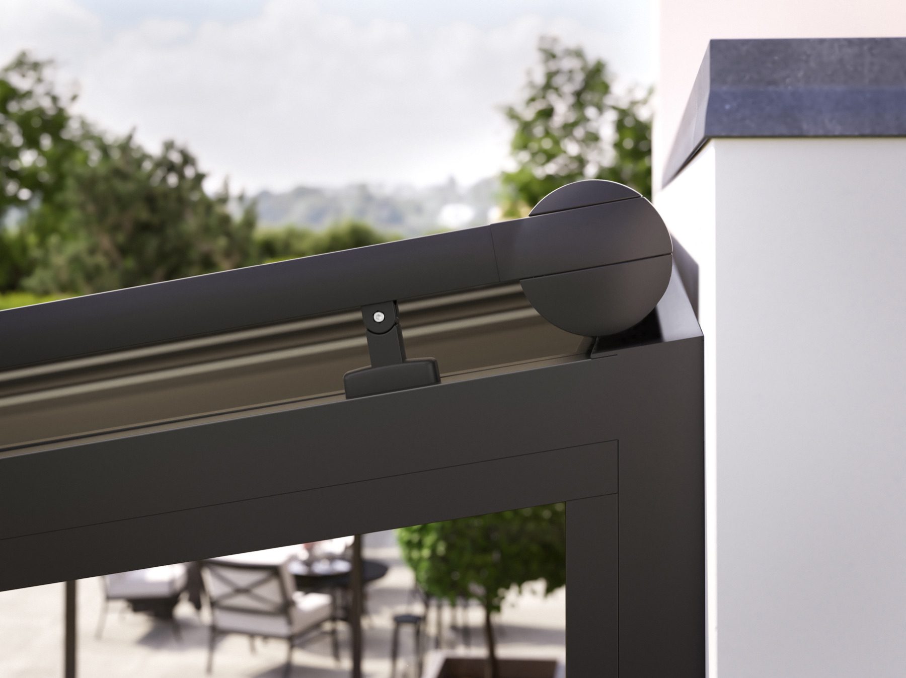 markilux 8800 tracfix Aufglasmarkise, Kassettenprofil seitlich